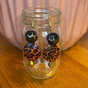 Hand Crafted Leopard Print Earrings with Gold Accents